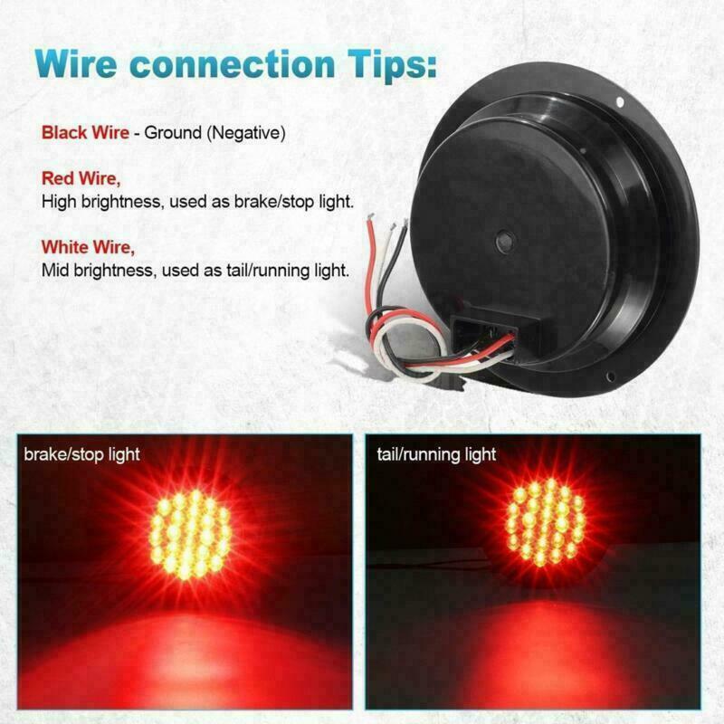 4" 24 LED Reverse Lights Round Stop Turn Tail Backup Truck Lamps 4x Red+2x White