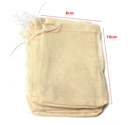100Cotton Muslin Drawstring Bags Coffee Tea Bath Soap Herb 80x100mm