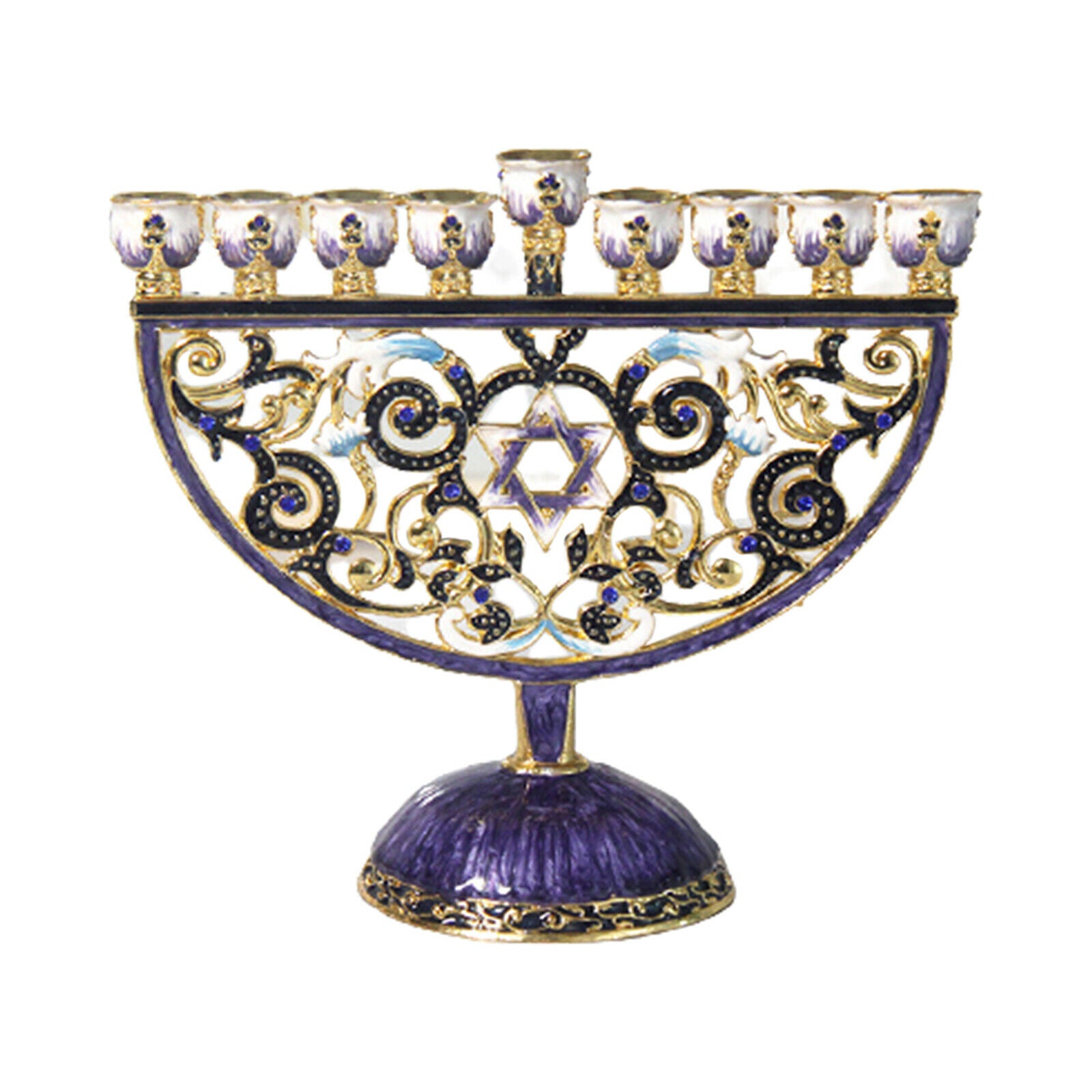 Hand Painted Floral Hanukkah Menorah Candelabra Candlestick Party Festival