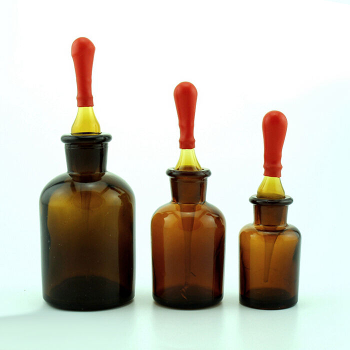 Glass Amber Dropper Bottle Drop Reagent Flask Lab Chemistry Glassware 30ml