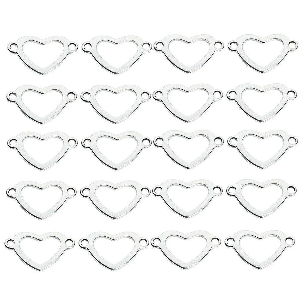 20 Pieces Metal Flat Heart Shaped Blank Coin Stamping Tag Charms