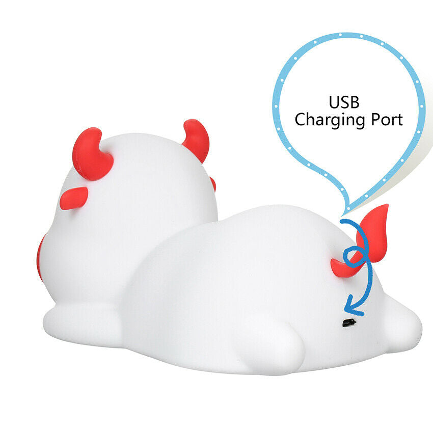 Cute Bull Night Light for Kids,Animal Lamp,Silicone Nursery Baby Nightlight