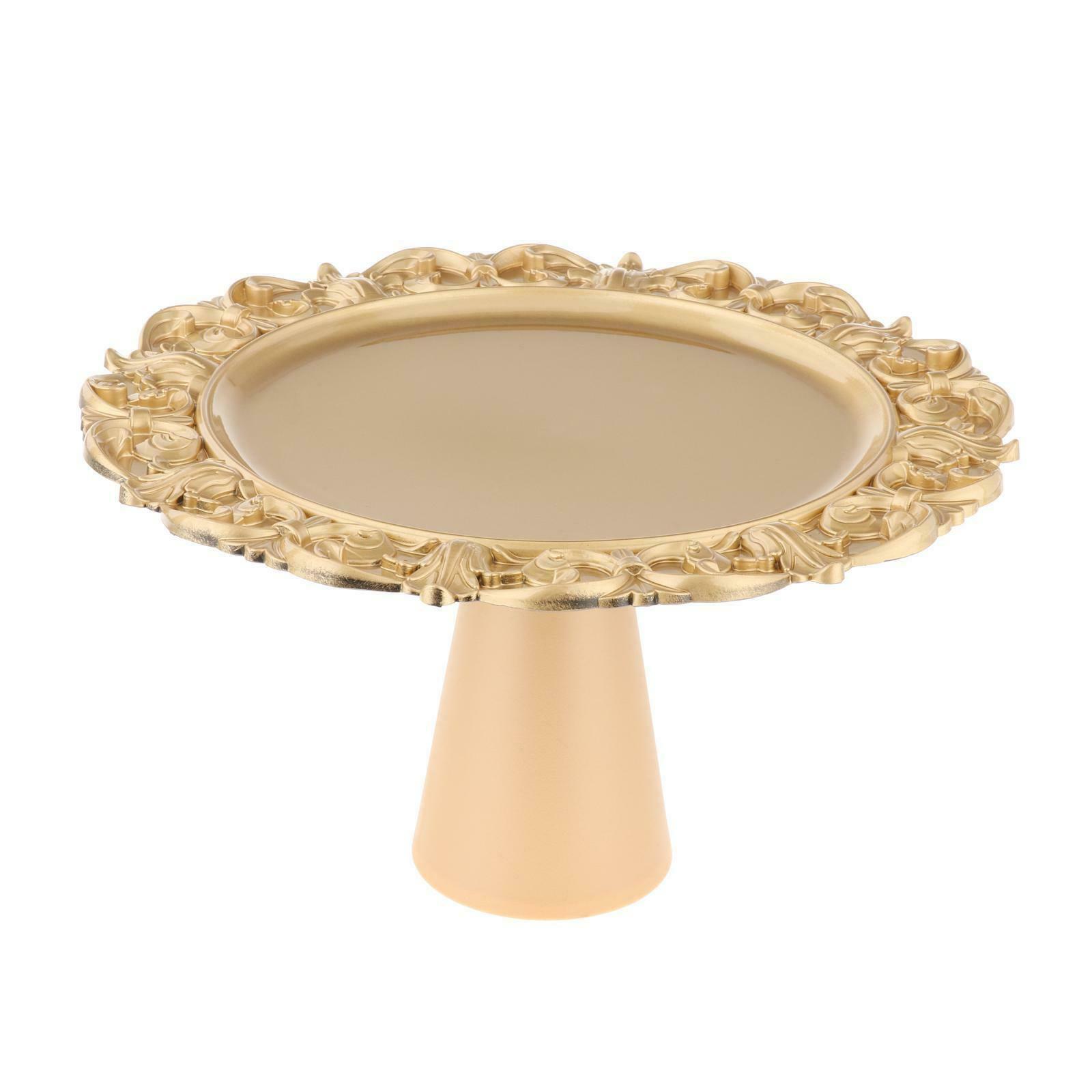 13in Table Cake Stand Golden Dinner Tart Pie Fruit Plate Tray Shelf Storage