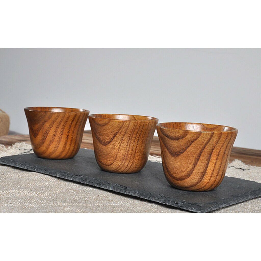 3 Pieces Natural Wood Coffee Mug Wooden Coffee Cup Mug Office Milk Tea Mug Cute