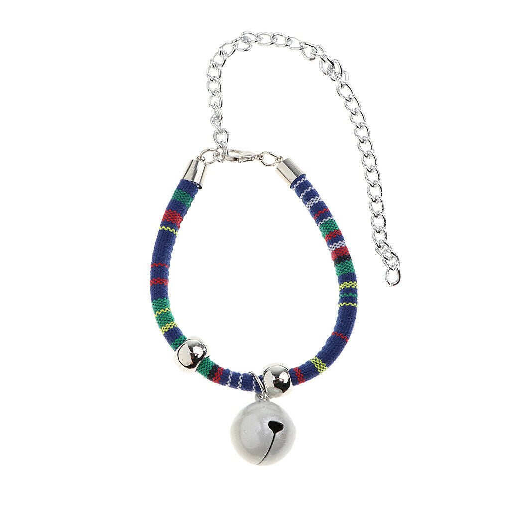 Ethnic Style Dog Puppy Pet Cat Collar Necklace with Bell Decoration  Blue