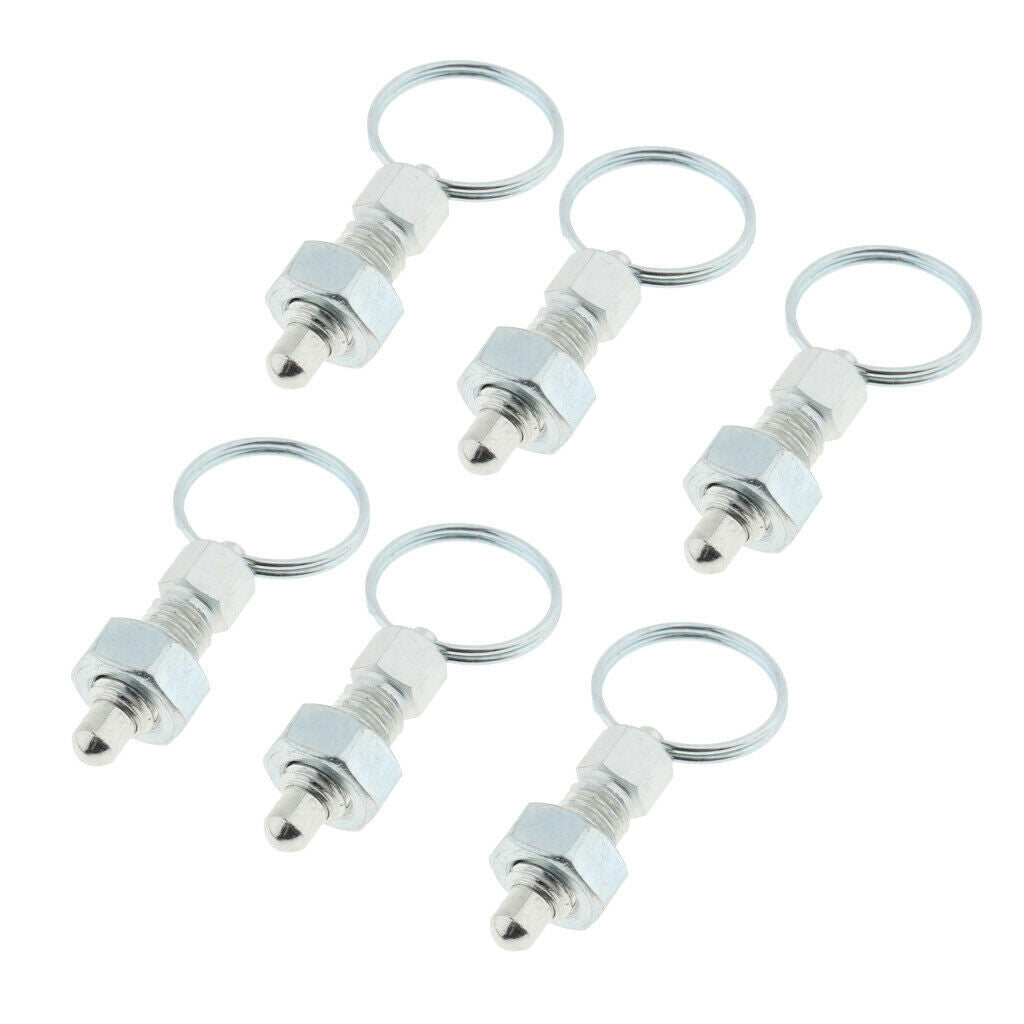 6Pcs Stainless Steel Non Lock-Out Indexing Plunger with Pull Ring M6
