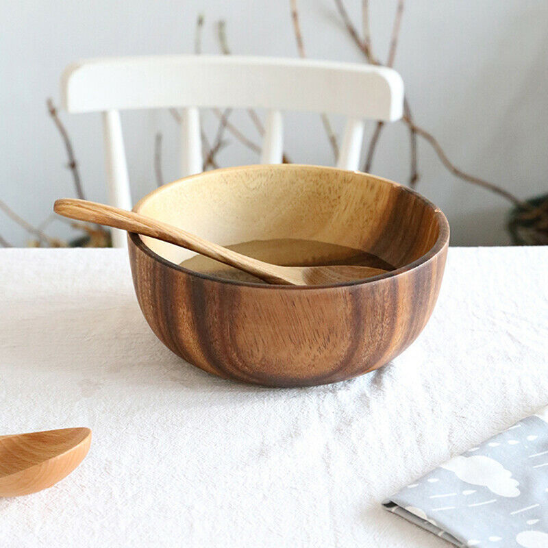 Salad Bowl Practical Durable Wooden Simple Storage Holder Kitchen Bowl Cu.l8