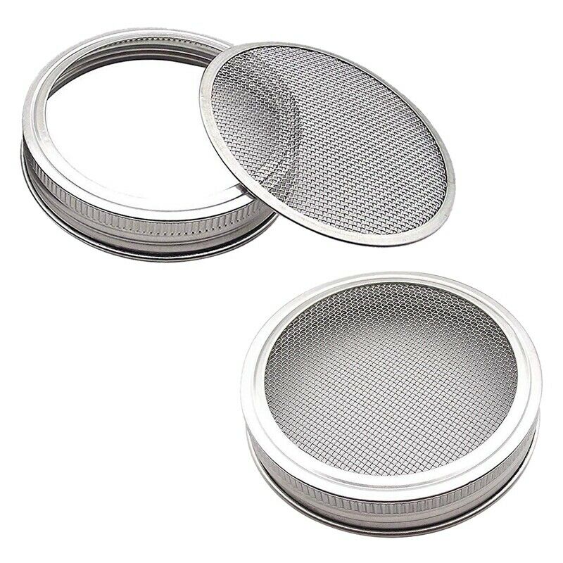 Set of 2 Stainless Steel Sprouting Jar Lid Kit for Superb Ventilation Fit for O4