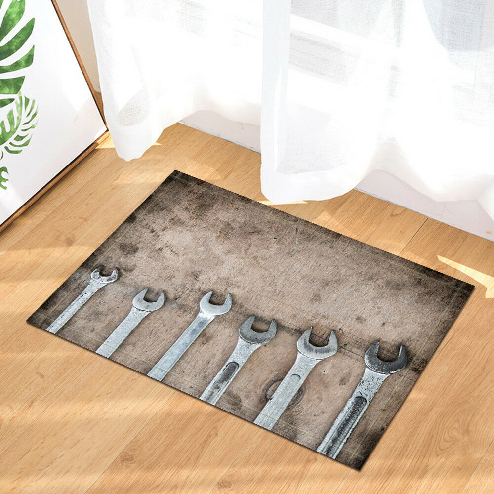 Wrenches on Garage Wall Bath Rug Non-Slip Floor Outdoor Indoor Front Door Mat