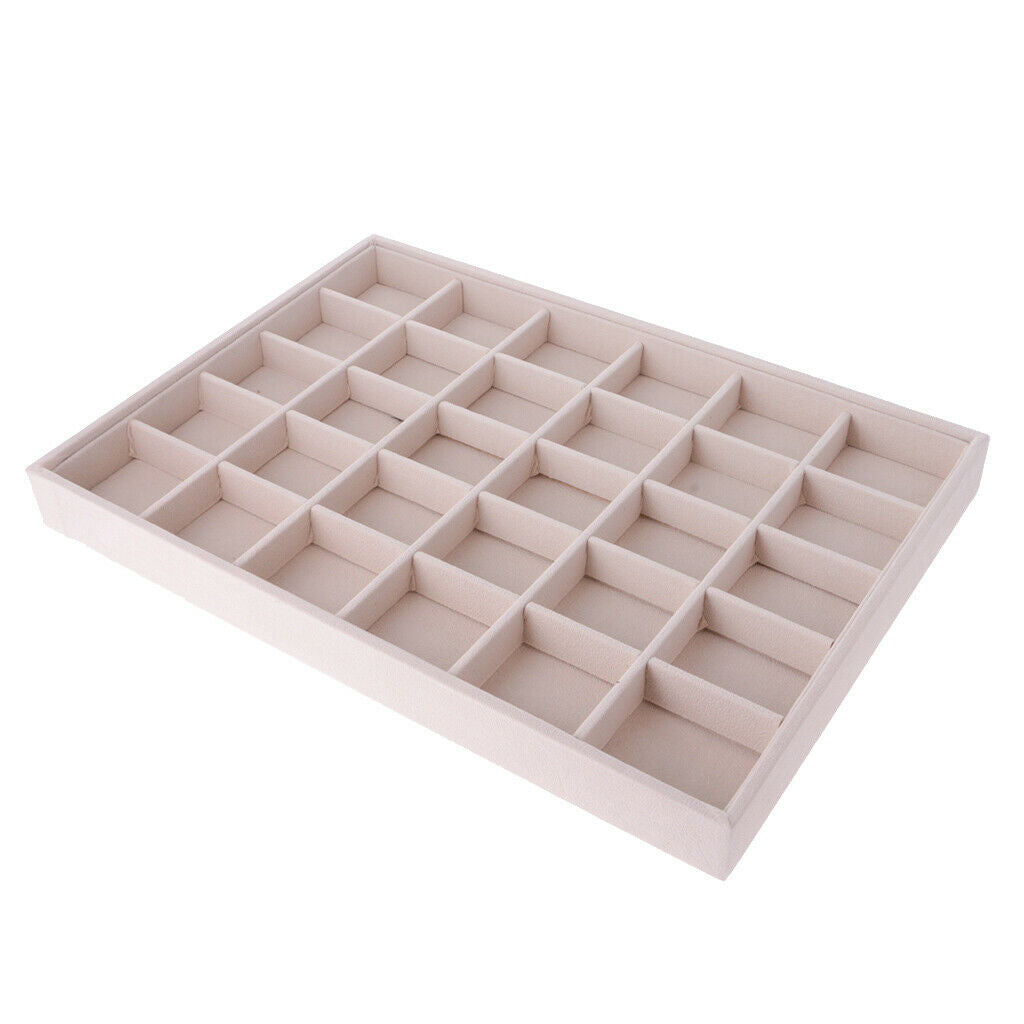 2X Velvet Display Tray Shop Counter Top Jewelry Holder Organizer 30 Compartment