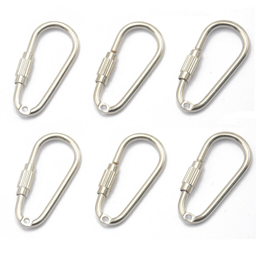 6pcs D Shape Carabiner Clip Snap Hook Small Keyring Camping Karabiner