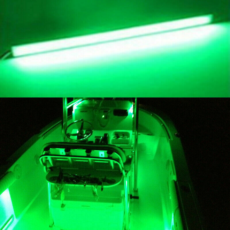 2x Waterproof 17cm Bright Green Boat Marine Grade Large 12 V LED Courtesy Lights