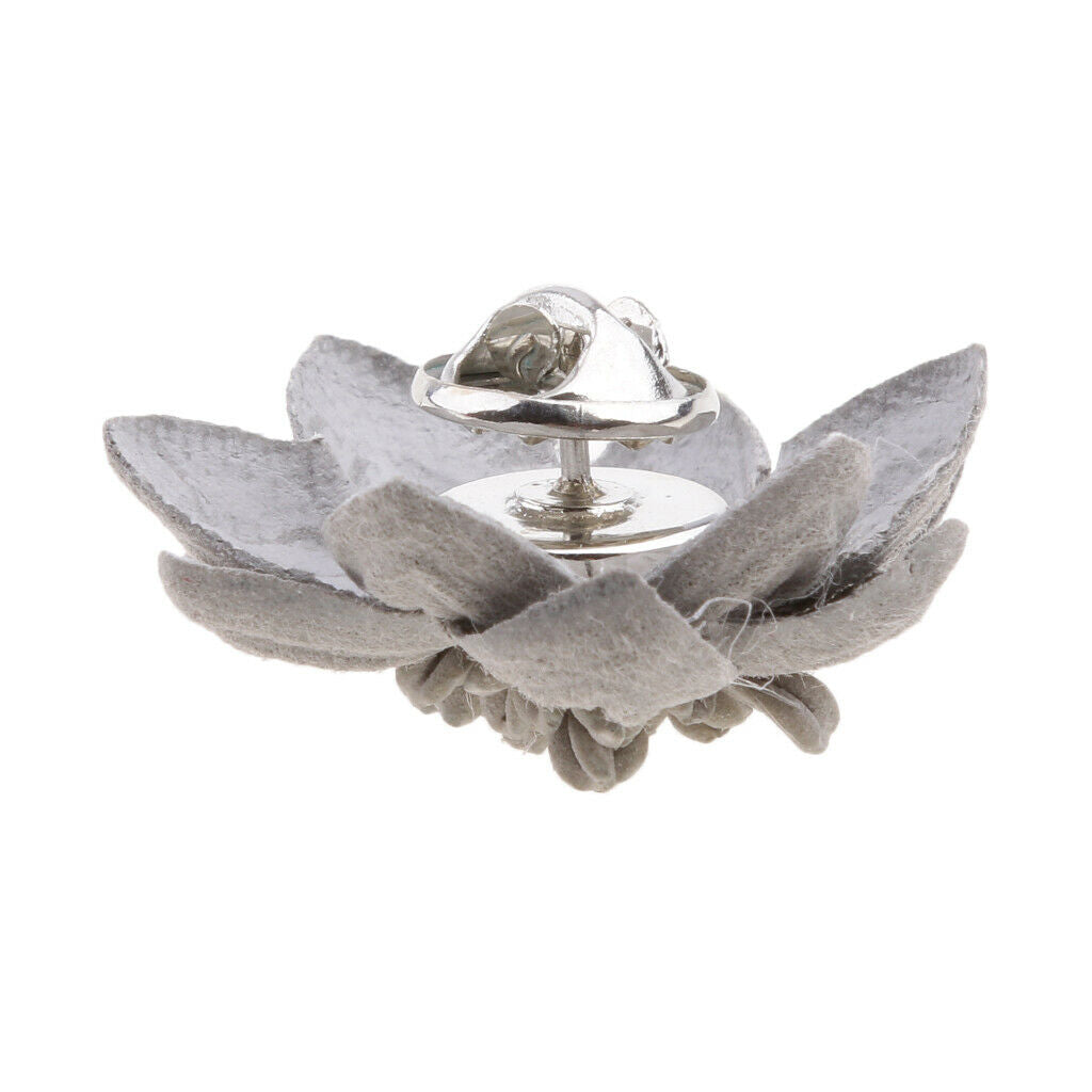 Unisex Zephyr Flower Brooch Pin Corsage for Groom Bride Wedding Gray