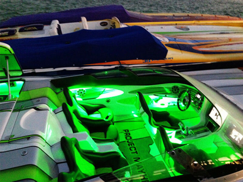 Wireless 16 ft Green LED Strip Kit For Boat Marine Deck Interior Lighting