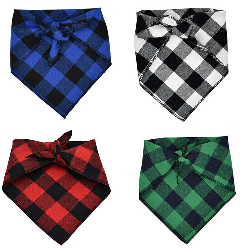 4PCs Pet Scarf Pet Bandana For Plaid Ties Collar Cat Dog Triangular BandageJCDD