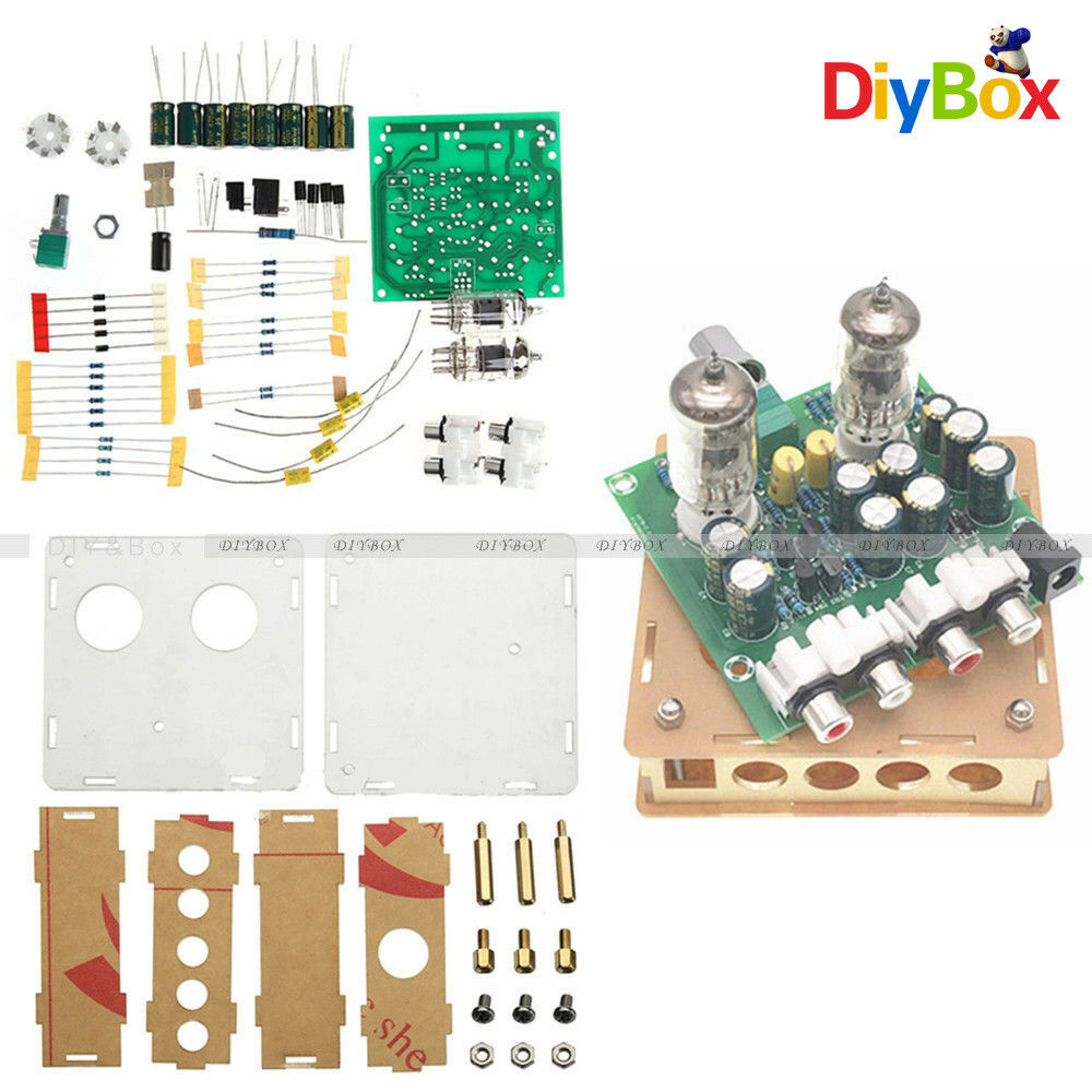 6J1 Valve Pre-amp Tube Board Headphone Amplifier Buffer+Acrylic Case Kits AC 12V