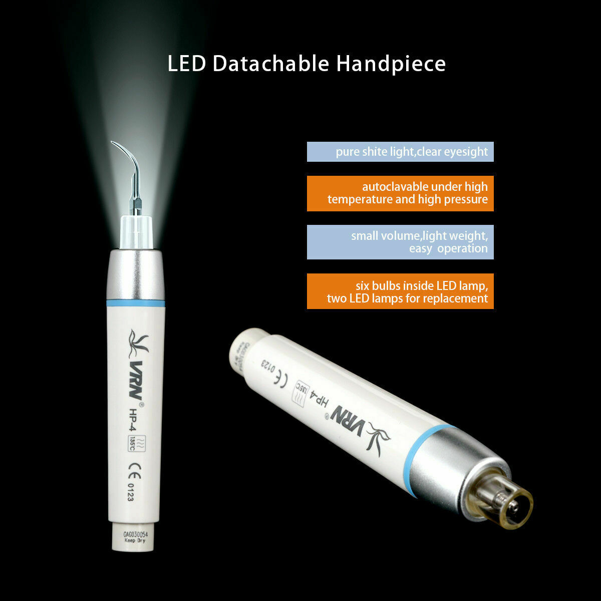 Dental Wireless Ultrasonic VRN Scaler Control Detachable LED Handpiece