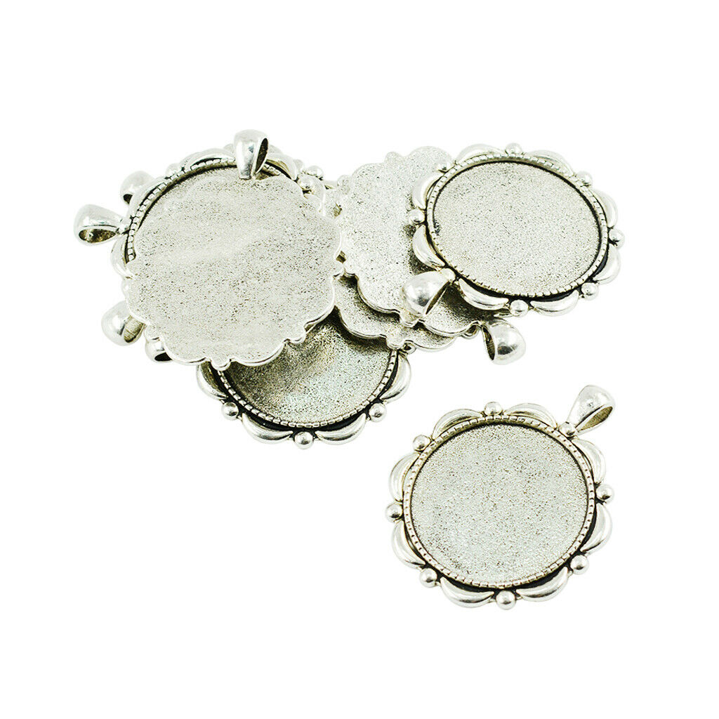 10pcs Blank Bezel Pendants Blanks Base Settings Tray for Jewelry Making 30mm