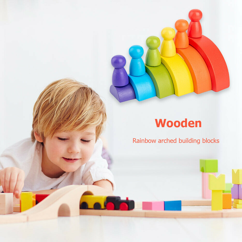 1 Set Rainbow Arch Building Block Toys Puzzle Stacking Brick for Children @