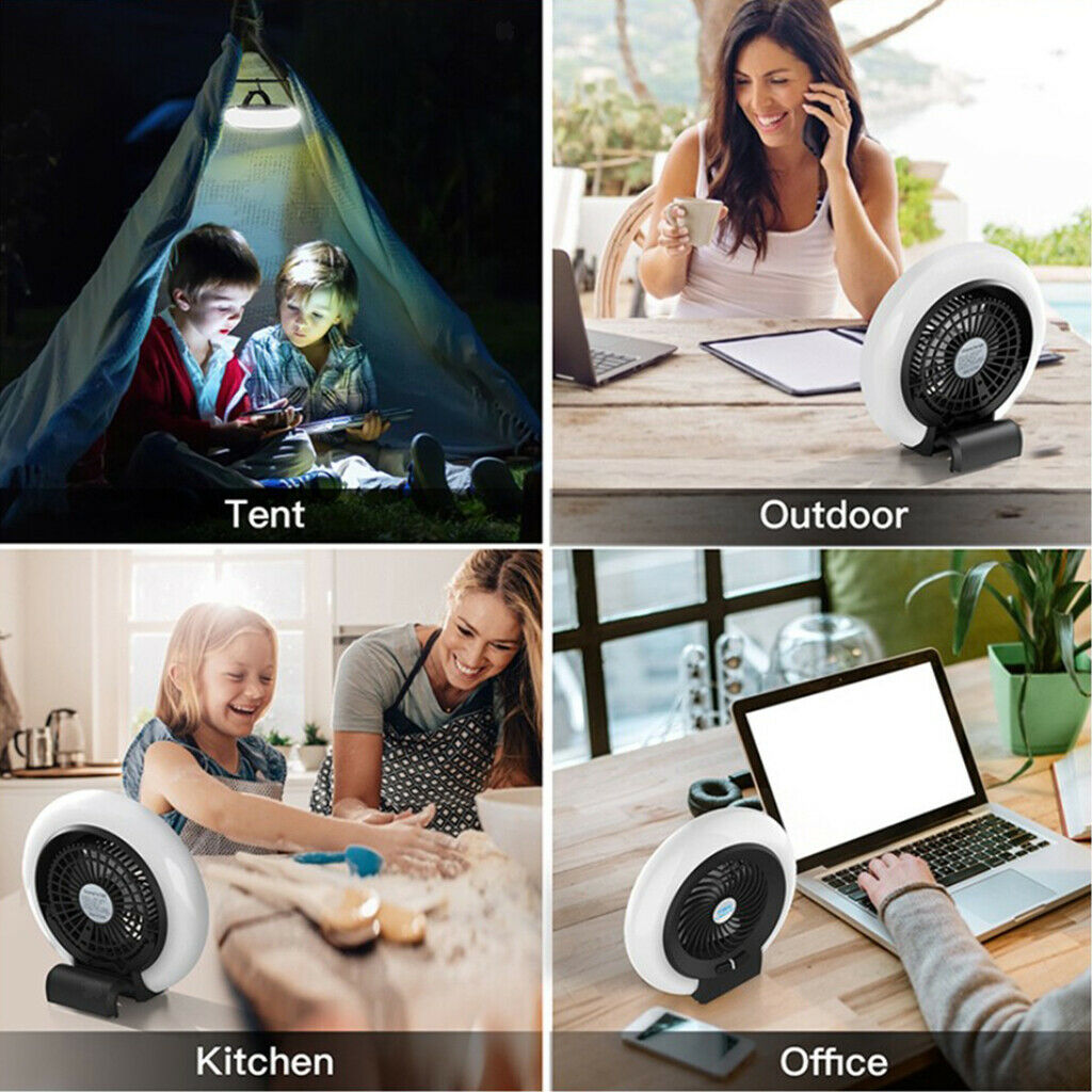 19x5cm Tent Fan with Light Car Camping Lantern with USB 2-Speed Cooling Fan