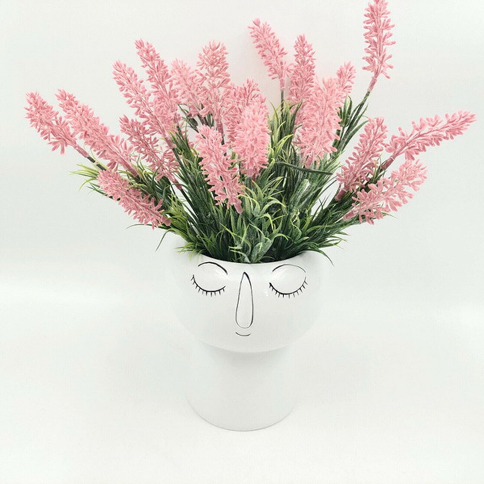 Human Face Head Ceramics Flower Pot Dried Flowers Bouquet Vase Ornament