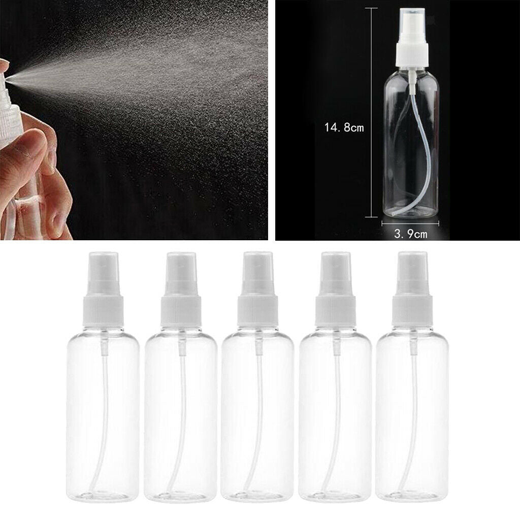 5Pcs 100ml + 5x 30ml Clear Refillable Fine Mist Cosmetic Bottles with Pump