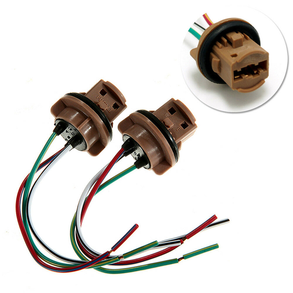 2Pcs 7443 Bulb Socket Brake Turn Signal Light Harness Wires LED Pig Tail Plug