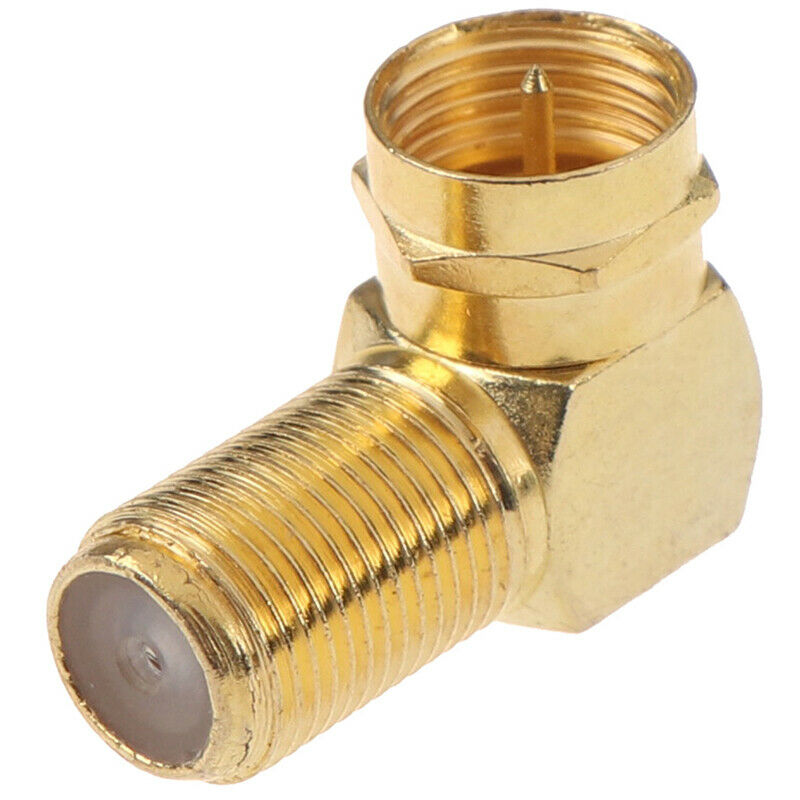 1Pc Copper F Male Plug to F Female Jack Right Angle Adapter 90 Degree Coa.l8