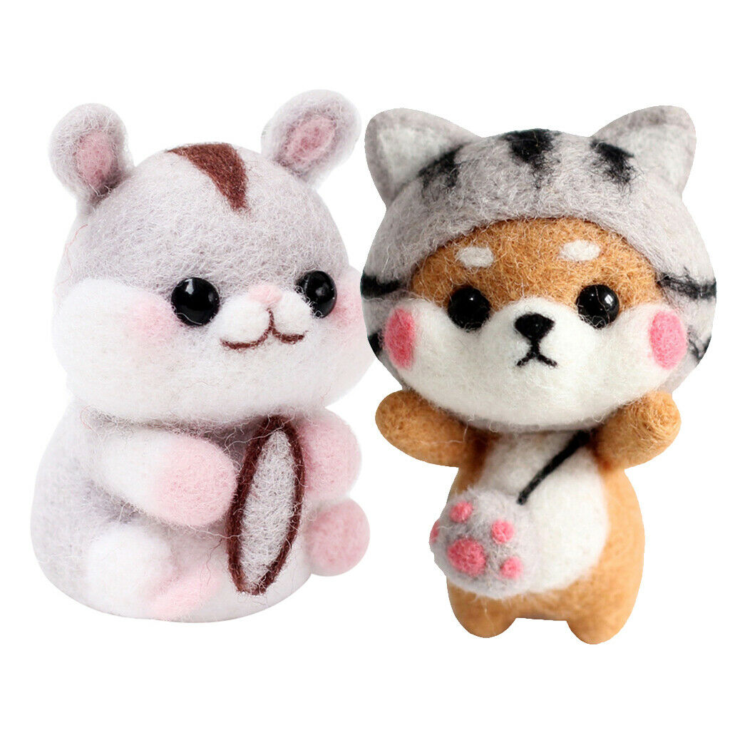 Cute Hamster Dog Needle Felting Starter Kits Felting Wool Needles Hand Crafts