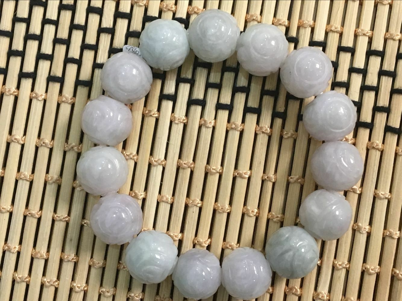 Certified Natural A Grade Jade13mm /Jadeite Carving Beads Men&Women Bracelet AA+