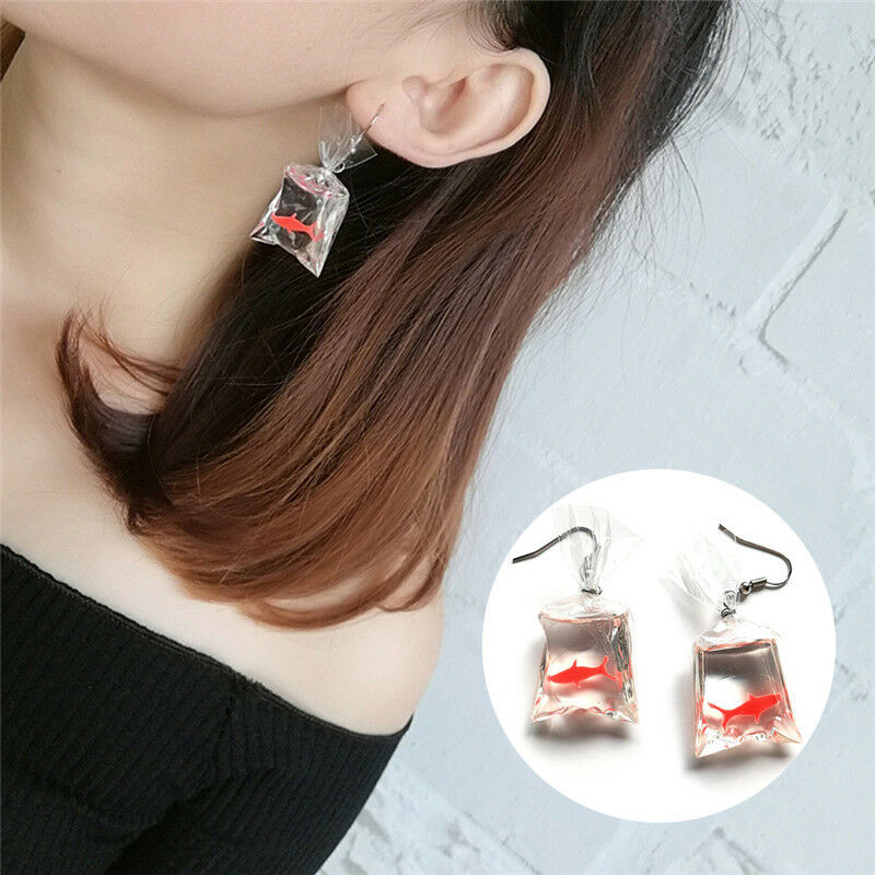 Handmade cute fish earrings water bag Dangle Hook pendant earrings girl DSJQ Qx