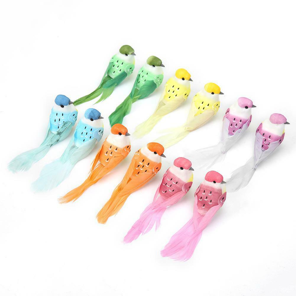 12pcs Artificial Simulation Foam Feather Birds Home Ornaments Crafts Decor @