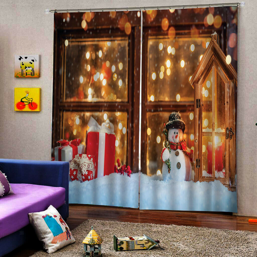 4 Panel Christmas Decorative Window Curtain for Christmas Home Kitchen
