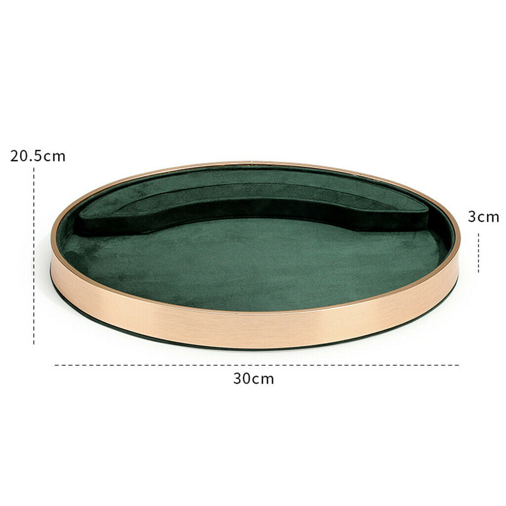Metal Oval Jewelry Tray Organizer Rings Display Show Case Countertop green