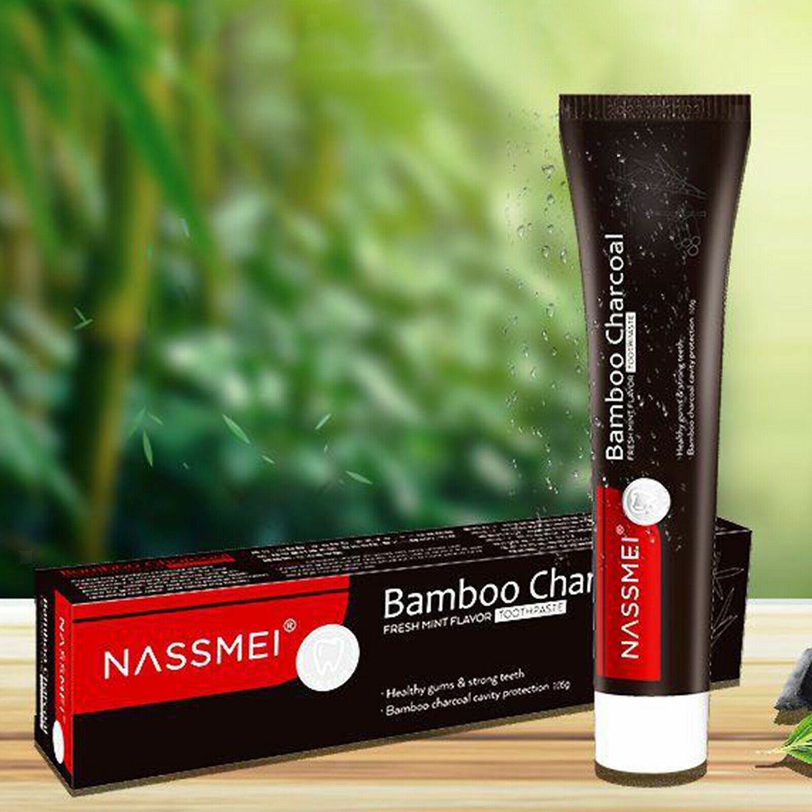 Bamboo Activated Charcoal Toothpaste Polishes Teeth Whitener Stain Remover