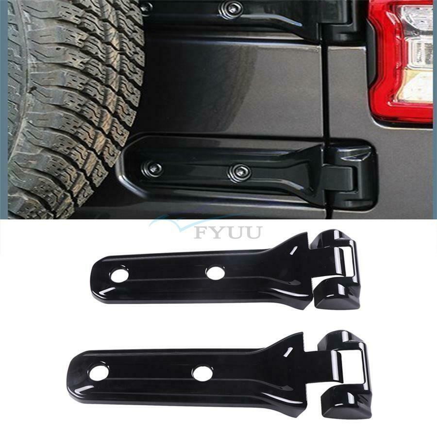 2 Pieces ABS Black Tailgate Spare Tire Hinge Cover For Jeep Wrangler JL 2018+