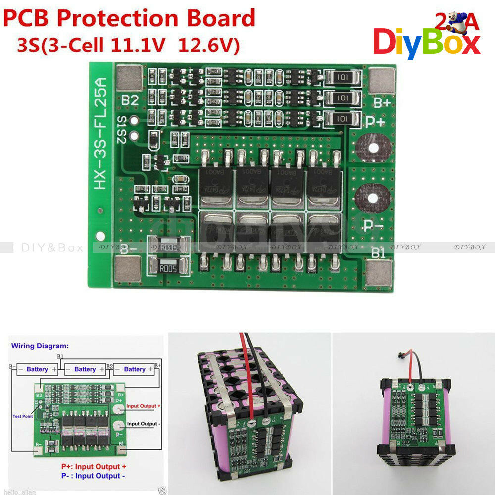 3S 25A 12V 11.1V 12.6V Balance 18650 Li-ion Lithium Battery PCB Protection Board