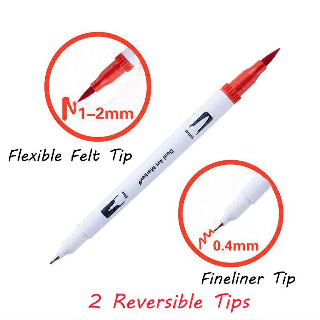 2x 12 Colors Dual Tip Brush Pen Set Blendable Calligraphy ACID FREE ODORLESS