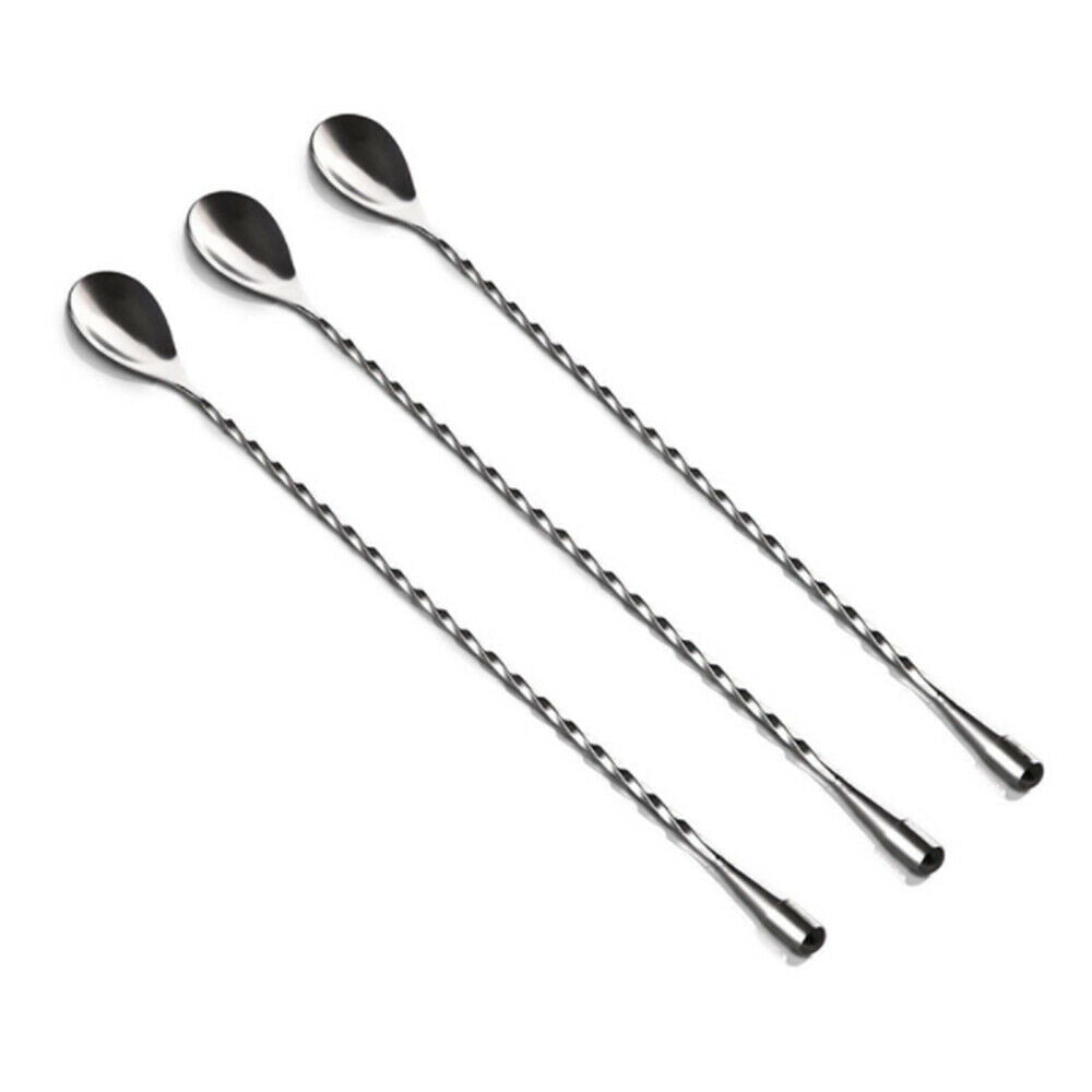 Stainless Steel Cocktail Drink Stirrer Twisted Mixing Spoon Kitchen Tableware