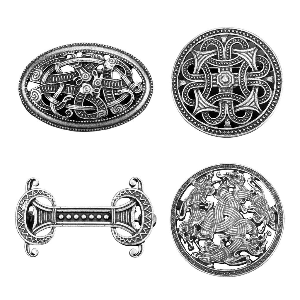 4Pcs Viking Brooch Pin Retro Sweater Cloak Badge Nordic Jewelry Holder