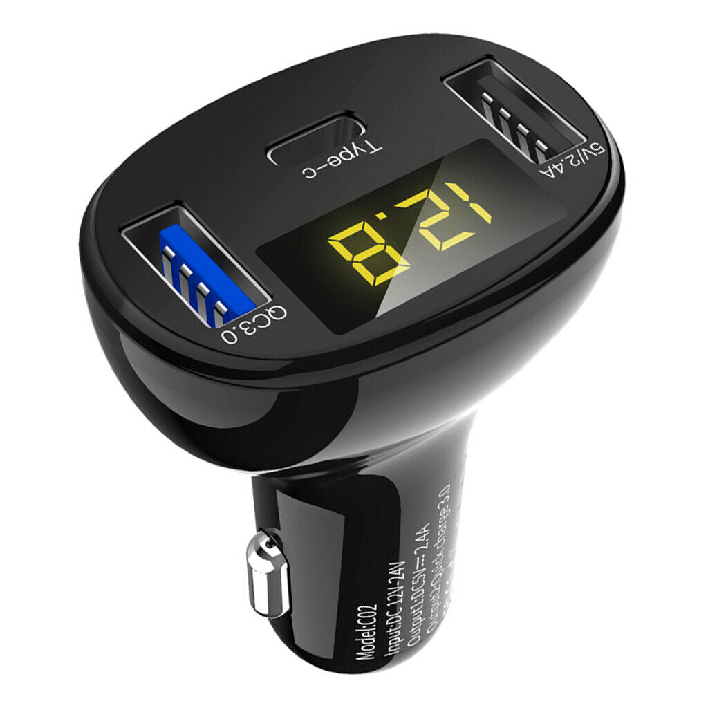 USB C Car Charger Kit Dual USB & Type-C Support QC3.0