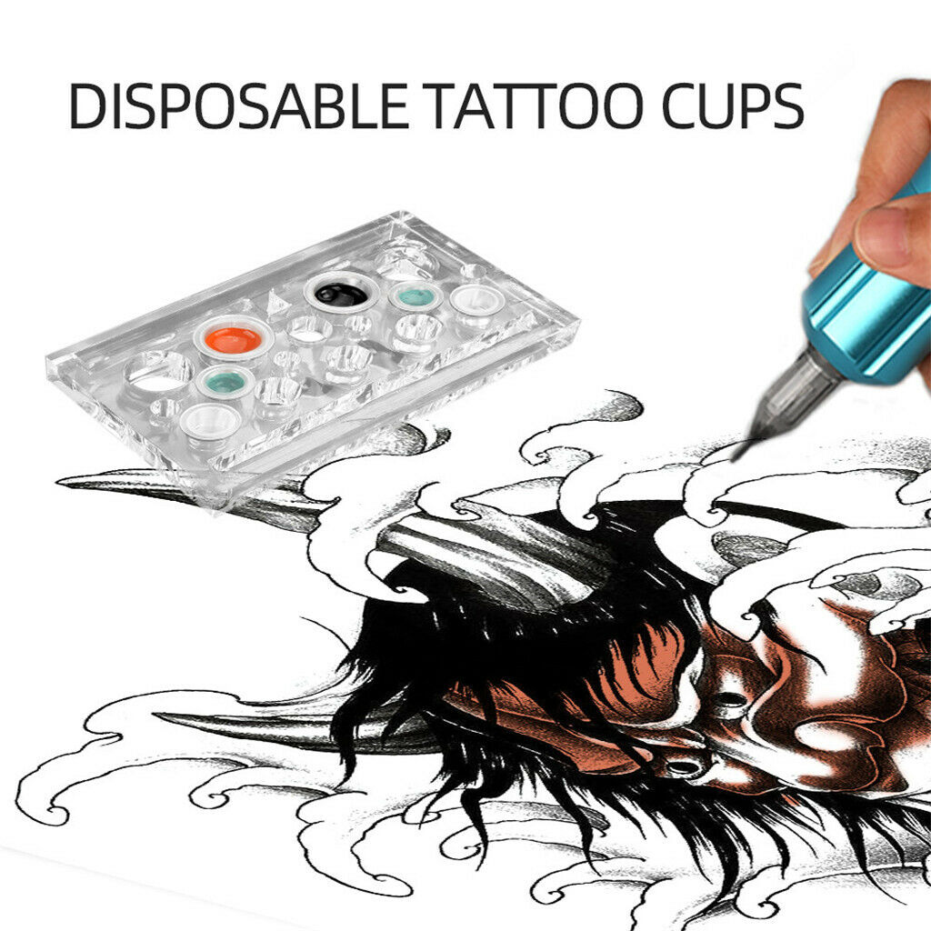 Disposable Clear Tattoo Ink Caps Mixed Size Pigment Holder Cups Body Art