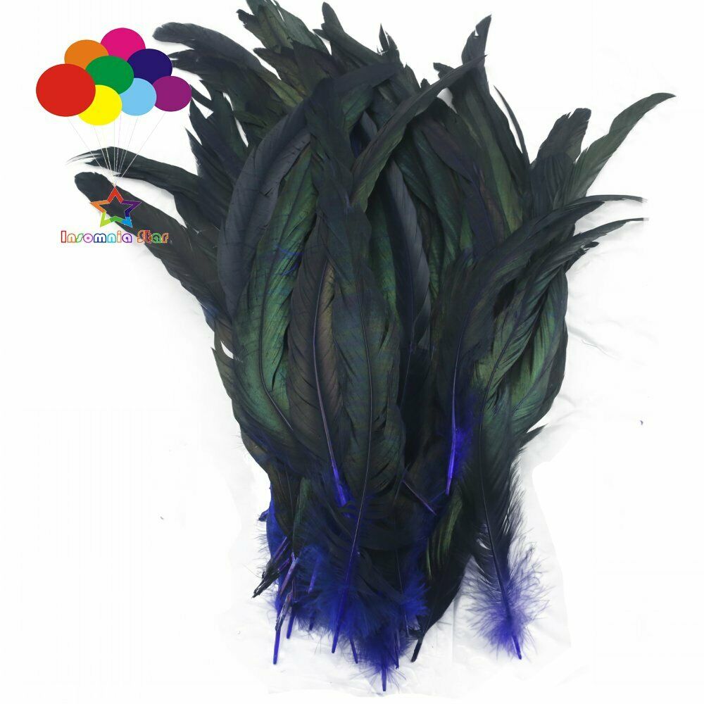 Sapphire dyeing 100 Pcs 12-14 Inch/ 30-35 cm Cock Chicken Tail natural Feathers