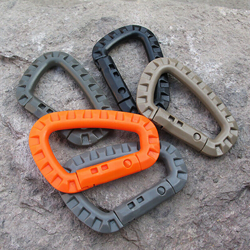 5pcs Mountaineering Buckle Snap Clip Plastic Hook Climbing Carabiner D Shape Tt