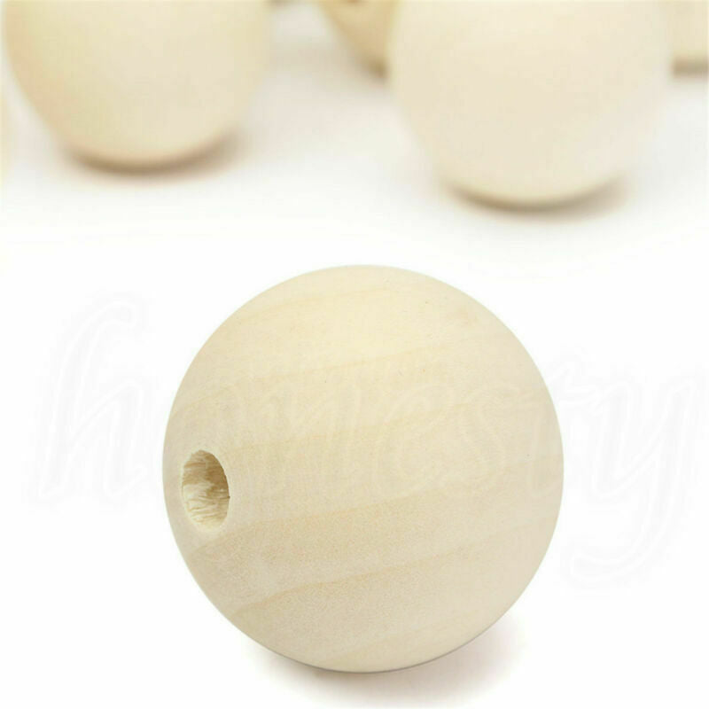 15Pcs 40mm Wooden Round Big Large Wood Ball Beads Unpainted Unfinished Natural