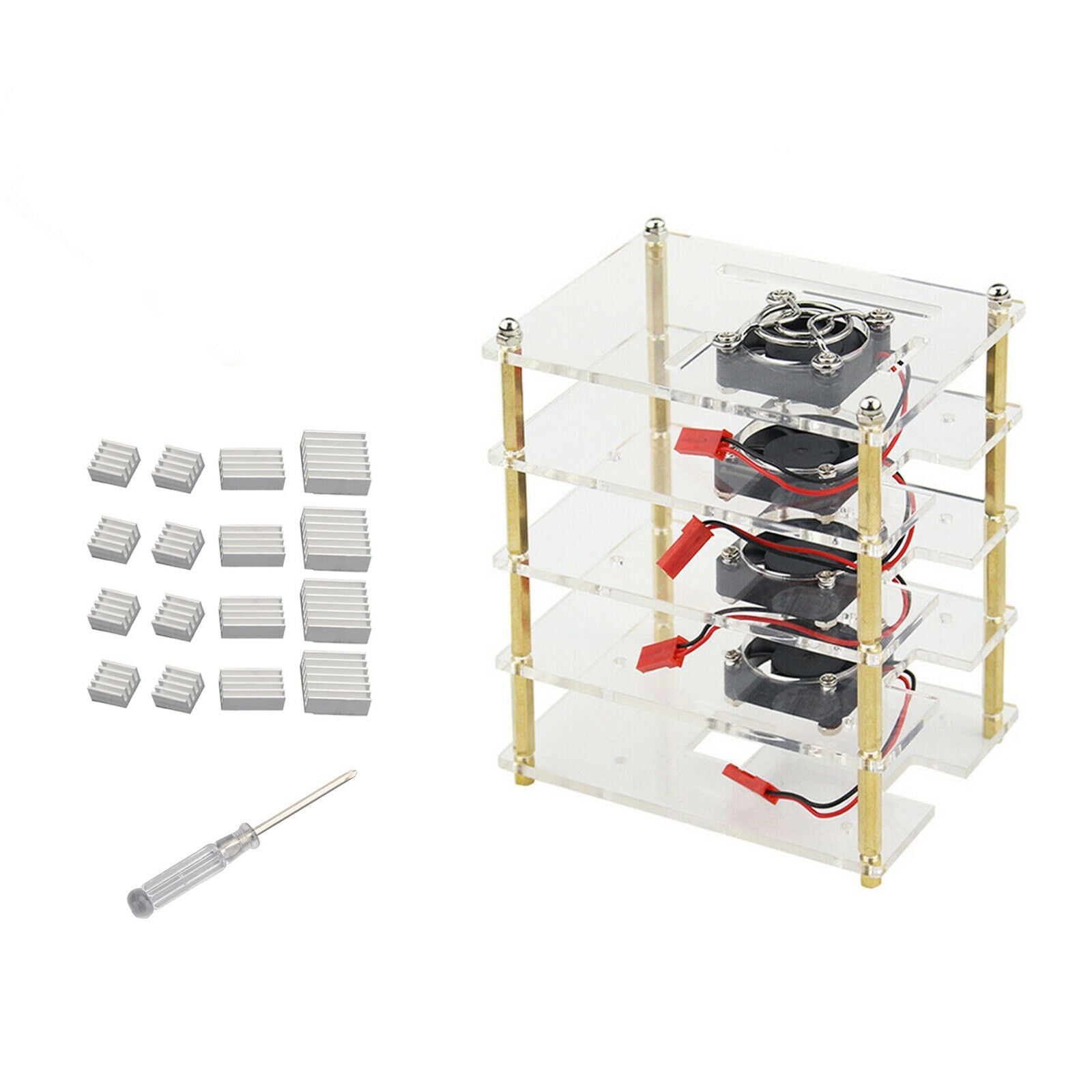 4 Layer Stackable Dog Bone Case Enclosure w/Cooling Fans for Raspberry Pi 4B  CA