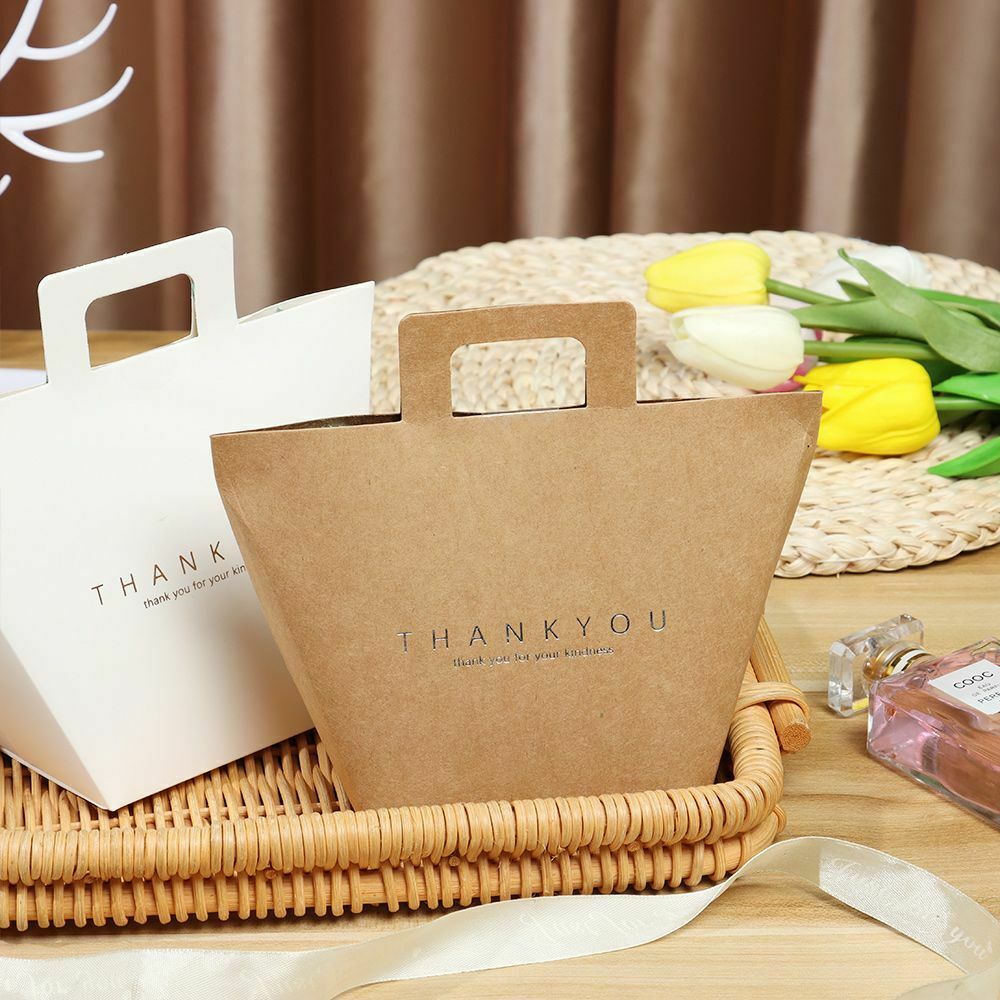 DIY Simple With Handles Decoration Bags Kraft paper Candy Box Bronzing Gift Bag