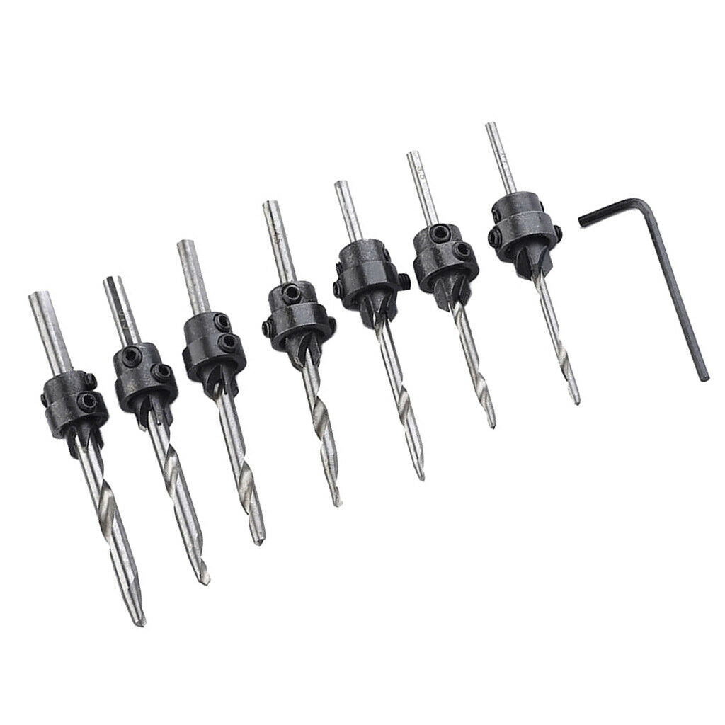 7 Pieces Countersink Drill Bit Set Large Set Screw Quick Change