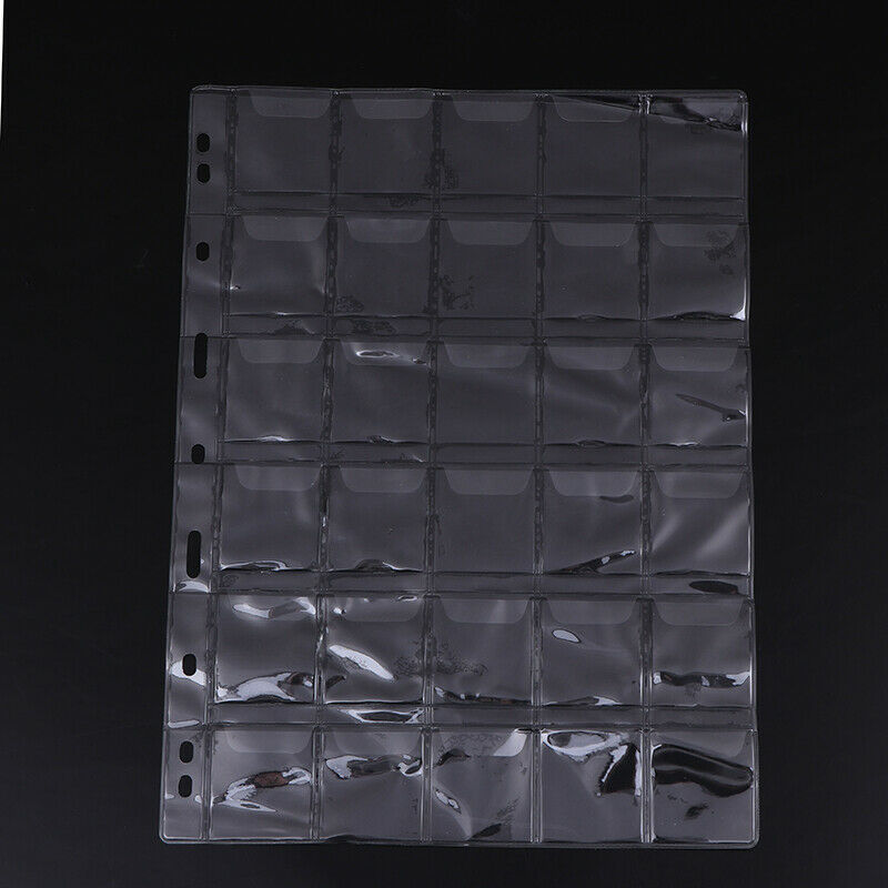 1 Sheet 30 Pockets Plastic Coin Holders Storage Collection Money Album Case:0.DD