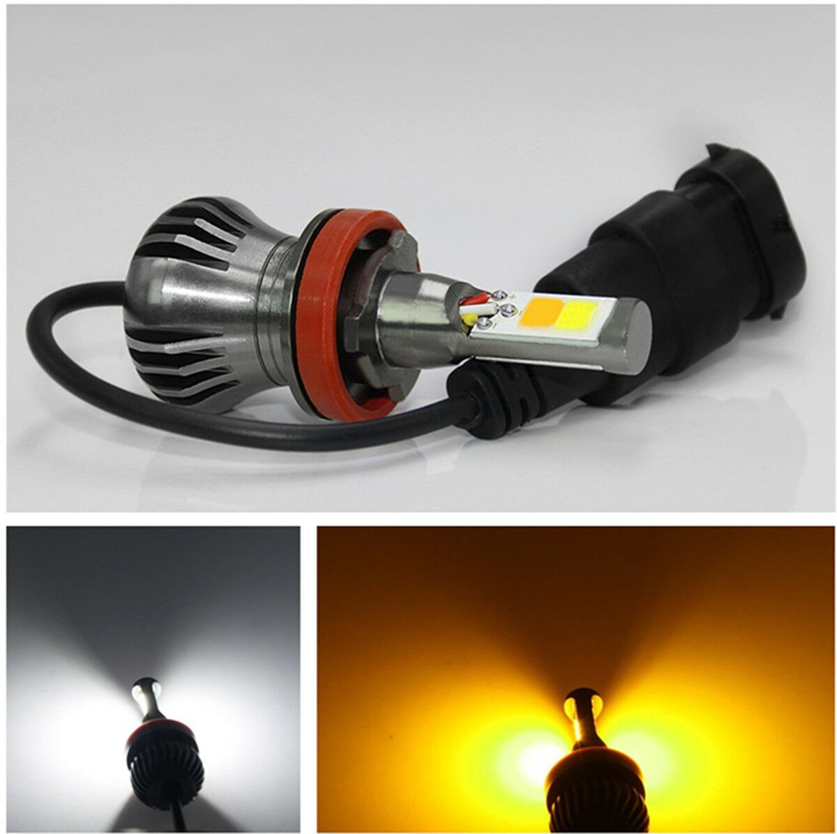 2x LED H8 H9 H11 White/Yellow Dual Color Strobe Blinking Car Fog Light Kit